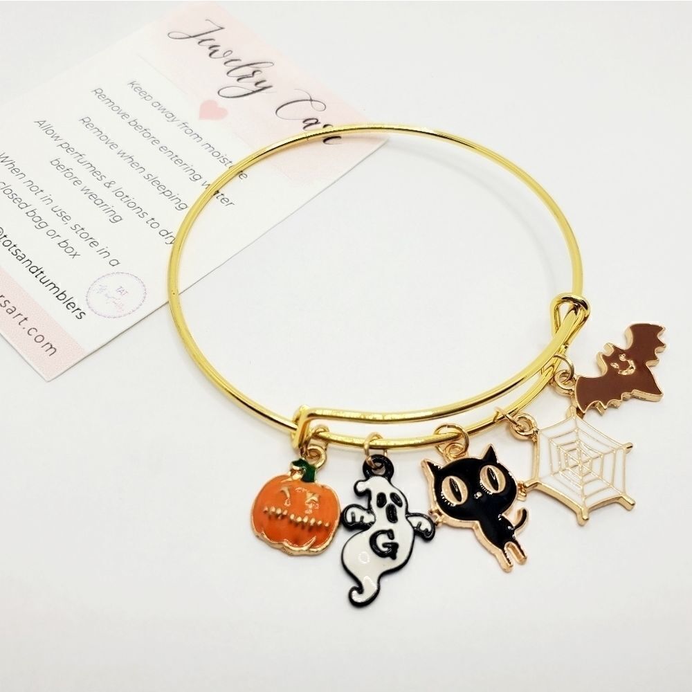 Hand Crafted Gold Plated Halloween Charm Bracelet